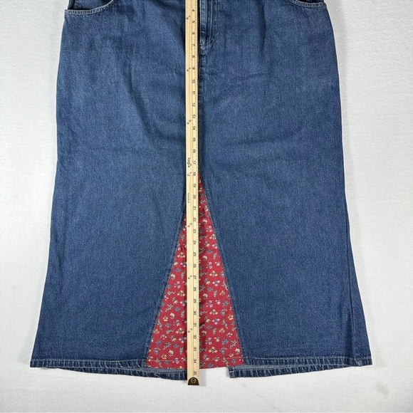 Carolina Blues Womens Maxi Skirt 20w Denim Romantic Floral Slit Pockets Plus Sz - Picture 7 of 12